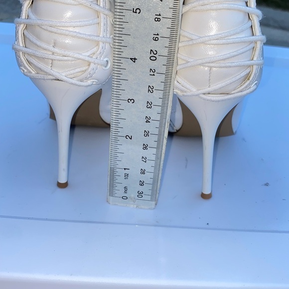 Lace Up Pointed Toe Stiletto Heel Ankle Boots White Fashion‎ - Picture 5 of 9